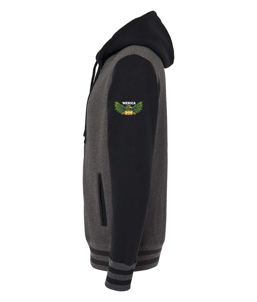 Apollo Varsity Heavyweight Zip Hood (Color: Black & Charcoal)
