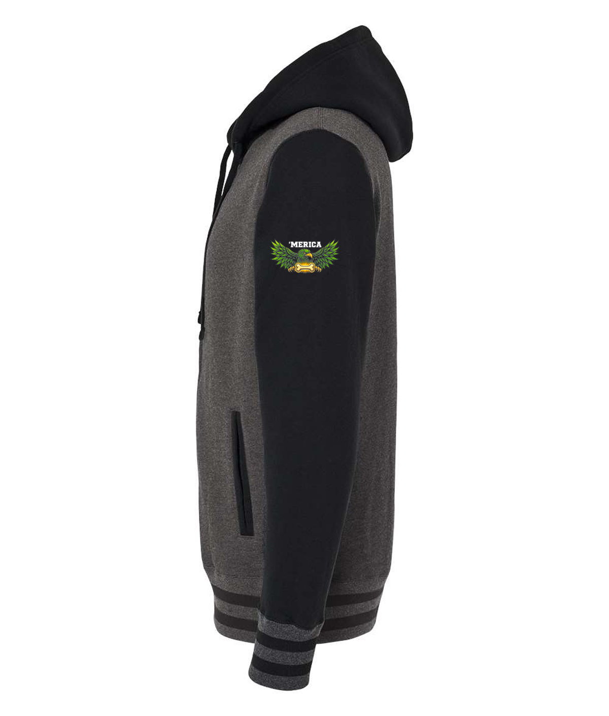 Apollo Varsity Heavyweight Zip Hood (Color: Black & Charcoal)