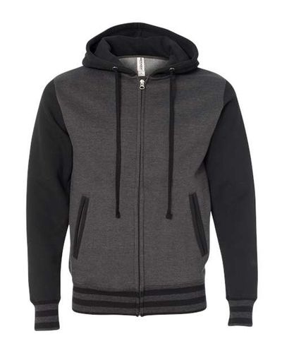 Apollo Varsity Heavyweight Zip Hood (Color: Black & Charcoal)